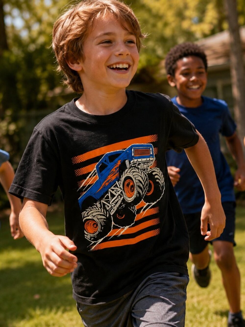 The Children’s Place Monster Truck Graphic T-Shirt Boys Large 10/12 Black Tee
